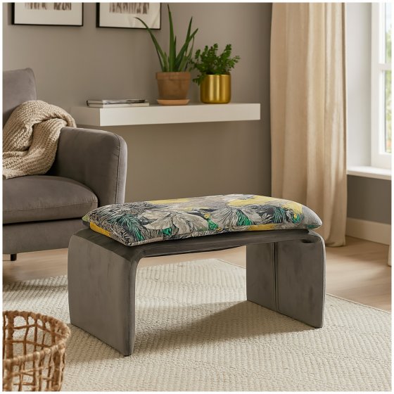 Polsterhocker B/H/T 61 x 34,5 x 40 cm Vance Dreamy Forest Grau 