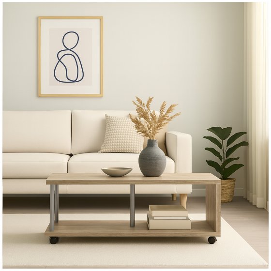 Couchtisch mit Ablagefach und Rollen Sonoma Breite 110 cm