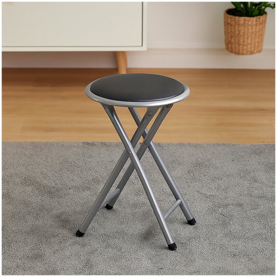 Praktischer Klapphocker Metallgestell Kunstleder Sitzfläche 45 cm Sitzhöhe 