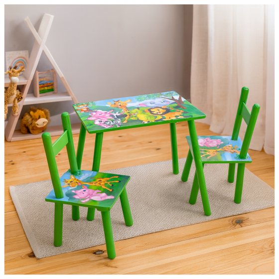Kindertisch Set mit 2 Stühlen farbenfroh mit Motiv für Kinderzimmer