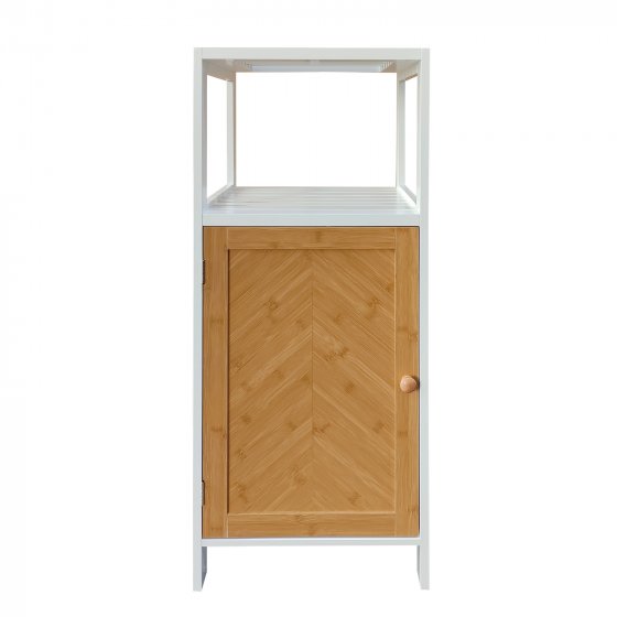 Badschrank Ilian Weiß mit Tür in Holzoptik 