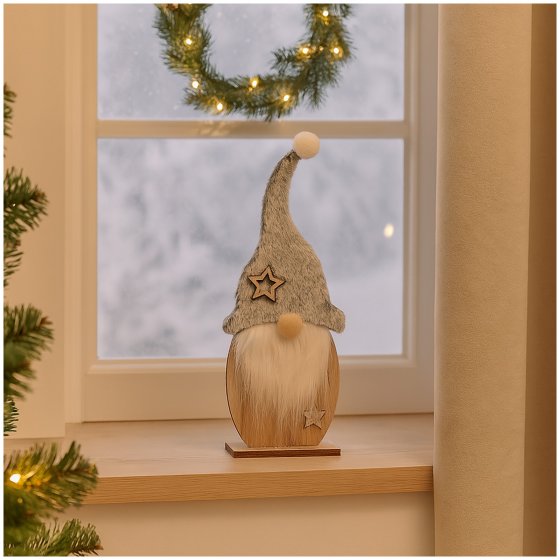 Wichtel auf Holzfuß 31 cm 