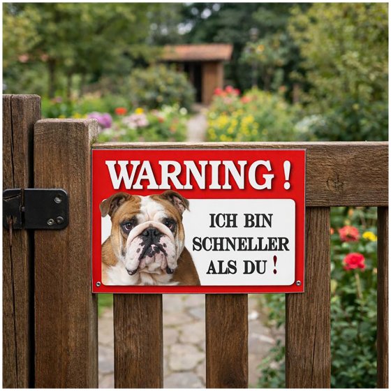 Blechschild Wachhund Englische Bulldogge 