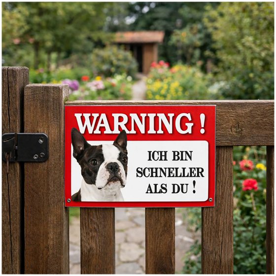 Blechschild Wachhund Französische Bulldogge 