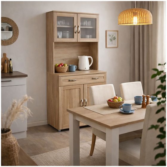 Küchenbuffet mit Glasteil Sonoma Blanca 