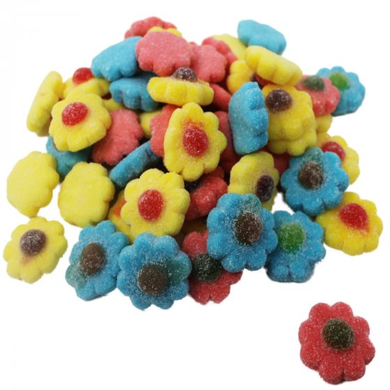 Fruchtgummi gezuckerte Blumen in verschiedenen Farben halal 300g