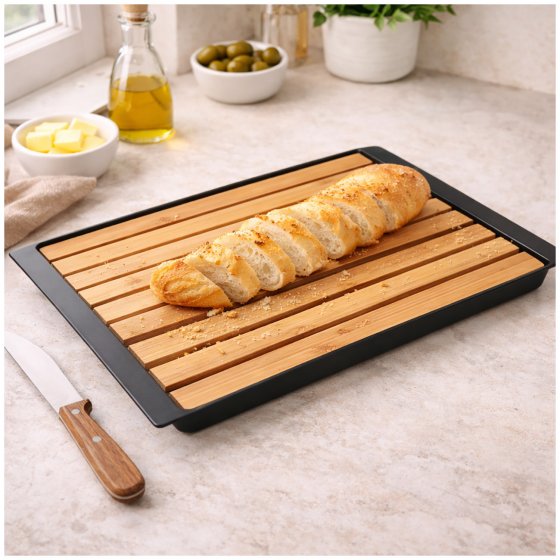 Schneidebrett mit Krümelschale 