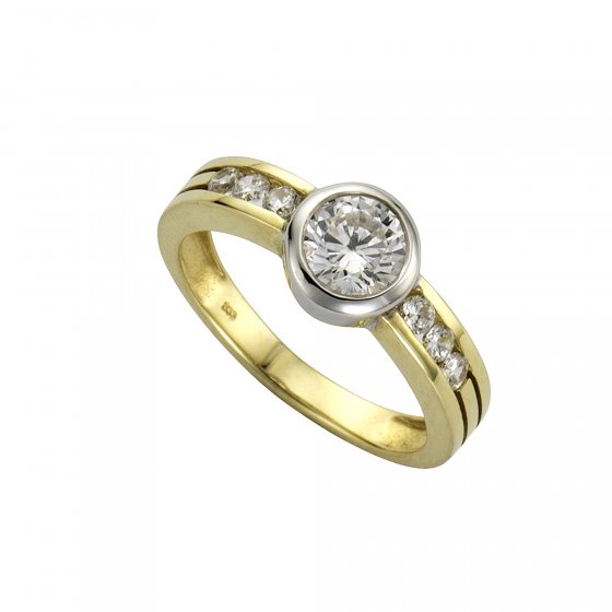 Ring 375/- Gelbgold 2farbig Zirkonia 