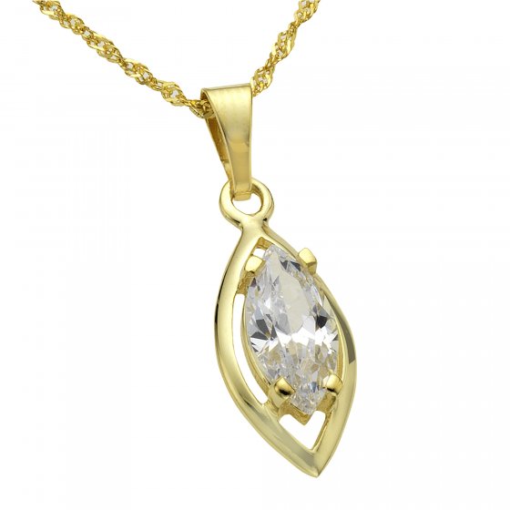 Halskette Gold 333 mit weißem Zirkonis-Stein 42cm lang 