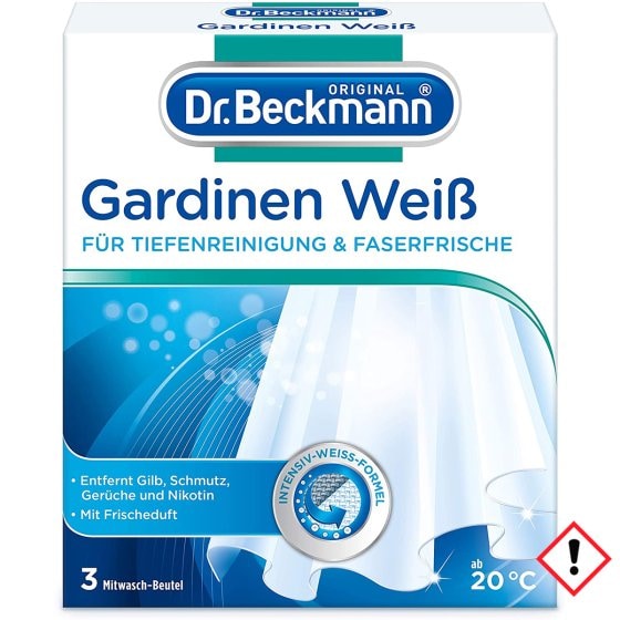 Dr.Beckmann Gardinen Weiss als praktische Mitwaschbeutel 120g 