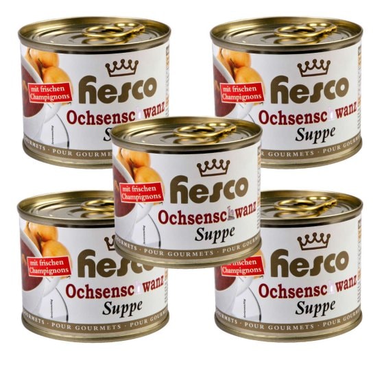 Hesco gebundene Ochsenschwanzsuppe mit Champignons 5 Dosen 1060ml 