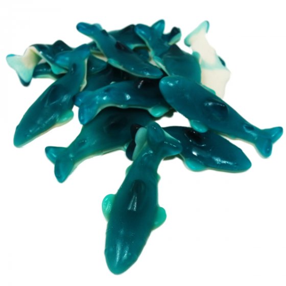 Fruchtgummi Riesen XL blaue Haie mit Pfirsich Geschmack 300g