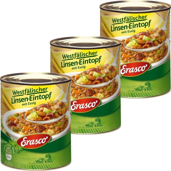 Erasco Westfälischer Linsen Eintopf mit Essig verfeinert 800g 3er Pack 