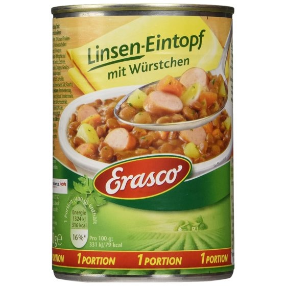 Erasco Linseneintopf mit Würstchen für die ganze Familie 400g 