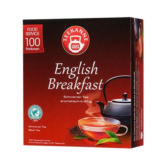 Teekanne English Breakfast kräftiger schwarzer Tee 100 Teebeutel 175g 