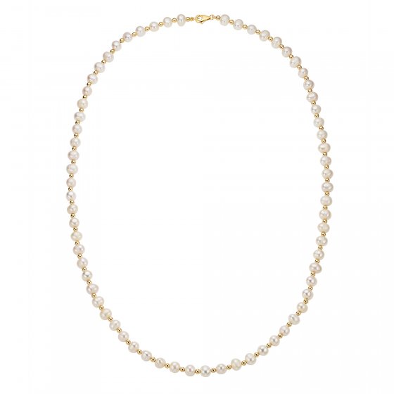 Halskette Gold 585 Perle weiß 6mm 