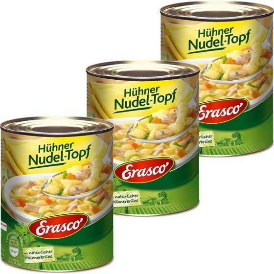 Erasco Hühner Nudeltopf zartes Hühnerfleisch 800g 3er Pack 