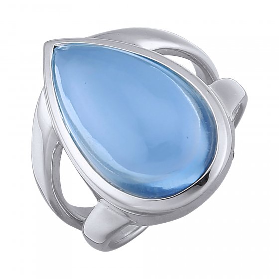 Ring 925 Silber rhodiniert Quarz hellblau (beh.) 