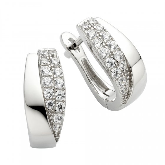 Ohrringe Silber 925 rhodiniert mit Zirkonia weiß 