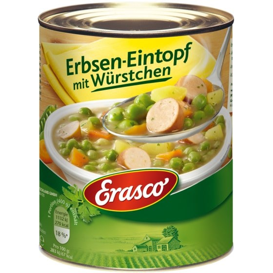 Erasco Erbsen Eintopf mit Würstchen schonend zubereitet 800g 