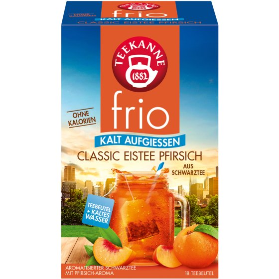 Teekanne frio Classic Eistee Pfirsich Schwarztee ohne Kalorien 45g 