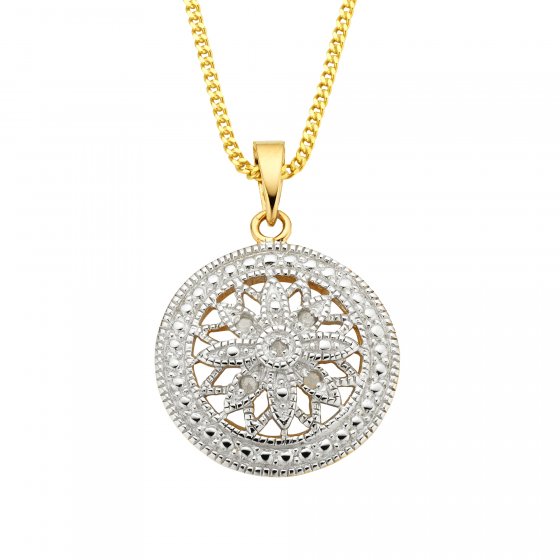 Halskette Silber 925 vergoldet mit 5x Diamant zus. 0,05ct. 