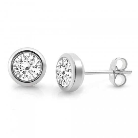 Ohrringe Edelstahl mit weißem Zirkonia 6mm 