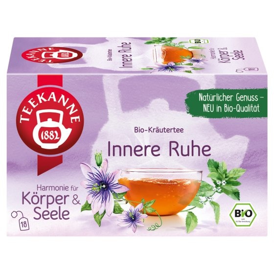 Teekanne Bio Innere Ruhe Kräutertee aus Melisse Rotbusch und Zimt 18 Beutel 
