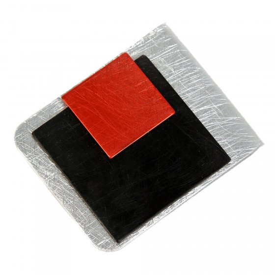 Brosche Kragenklemme aus Aluminium gebürstet + gewolkt 