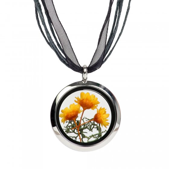 Medaillon mit Kette Edelstahl Blume 