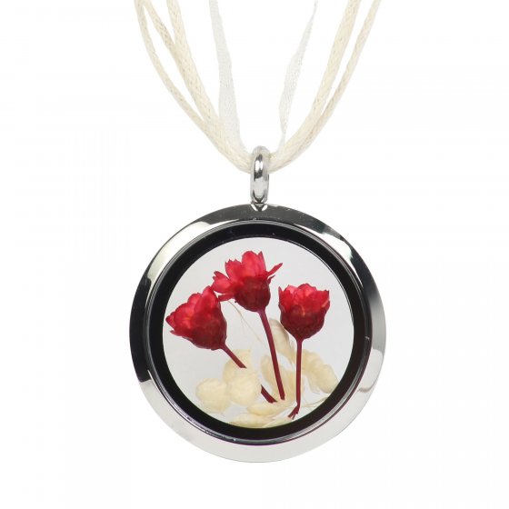 Medaillon mit Kette Edelstahl Blume 