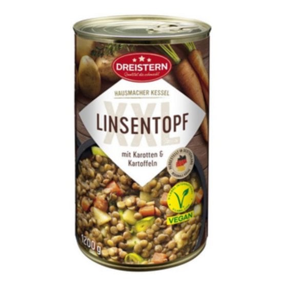 Dreistern veganer Linsentopf mit Karotten und Kartoffeln 1200g 