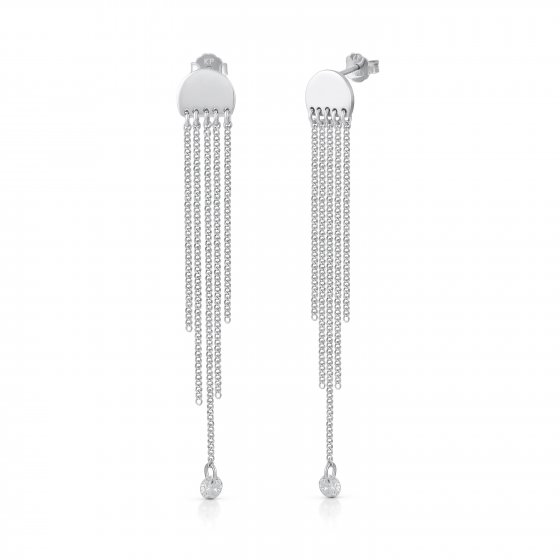 Ohrringe Silber 925 rhodiniert 70mm lang mit Zirkonia-Steinen 
