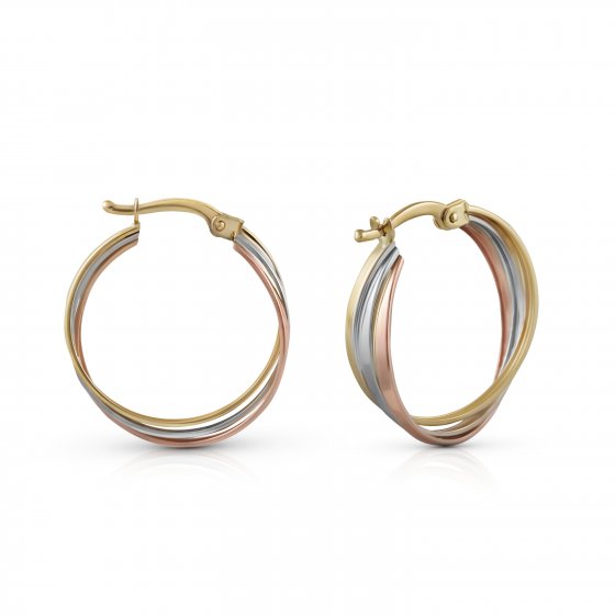 Ohrringe Gold 585 dreifarbig 20mm Durchmesser 