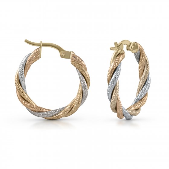 Ohrringe Gold 585 dreifarbig 21mm Durchmesser 