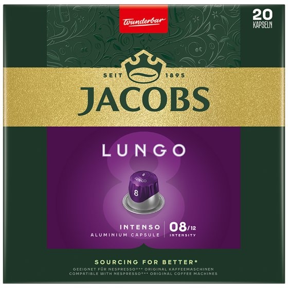 Jacobs Kapseln Lungo 8 Intenso 20 Aluminium Kapseln für Nespresso 104g 