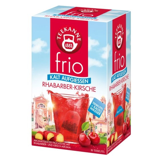 Teekanne frio Rhabarber Kirsche aromatisierter Früchtetee 45g 