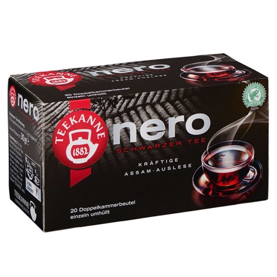 Teekanne Nero Schwarzer Tee kräftige Assam Auslese Stark 20 Beutel 30g 