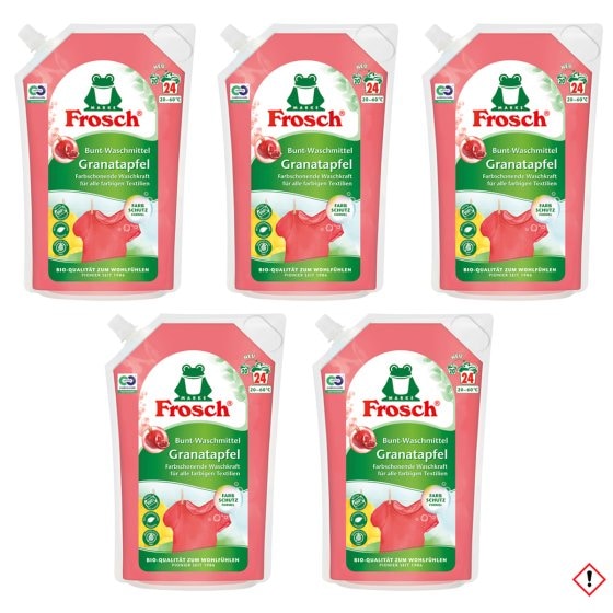 Frosch Granatapfel Waschmittel hohe Waschkraft 24 WL 1800ml 5er Pack 