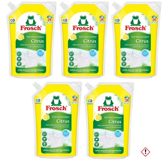 Frosch Citrus Voll Waschmittel hohe Waschkraft 24 WL 5er Pack 