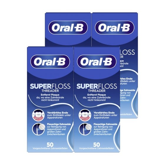 Oral B Zahnseide SuperFloss mit Minzgeschmack 50 Fäden 4er Pack 