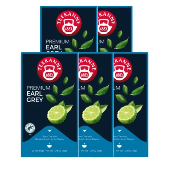 Teekanne Premium Earl Grey Schwarztee Bergamotte 40g 5er Pack 