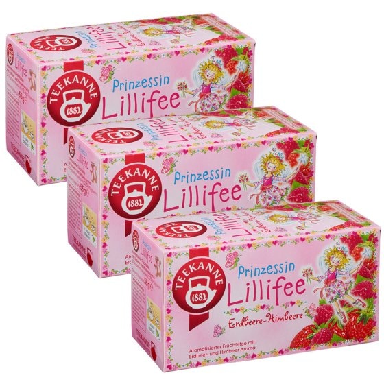 Teekanne Prinzessin Lillifee Erdbeere Himbeer Früchtetee 55g 3er Pack 