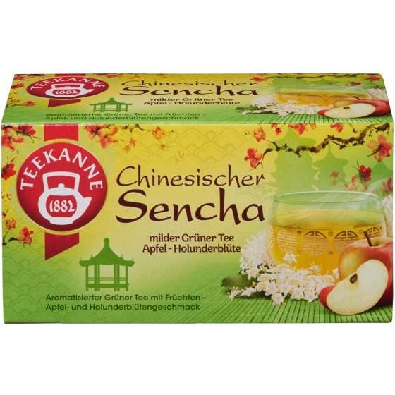 Teekanne Chinesischer Sencha milder Grüner Tee Apfel Holunderblüte 35g 