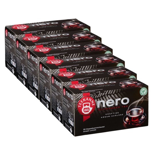 Teekanne Nero Schwarzer Tee kräftige Assam Auslese Stark 30g 6er Pack 
