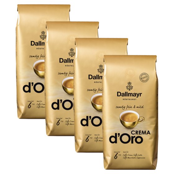 Dallmayr Kaffee Crema d Oro Ganze Bohnen samtig fein 1000g 4er Pack 