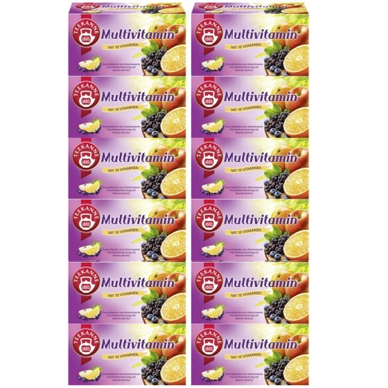 Teekanne Multivitamin mit 10 Vitaminen erlesene Früchten 60g 12er Pack 