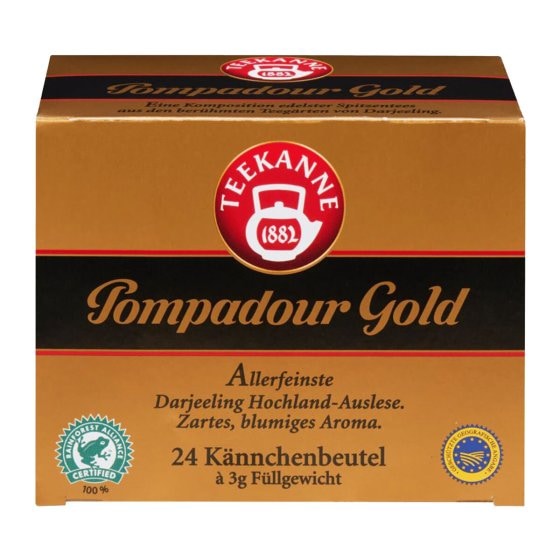 Teekanne Pompadour Gold zartes blumiges Aroma Schwarztee 72g 