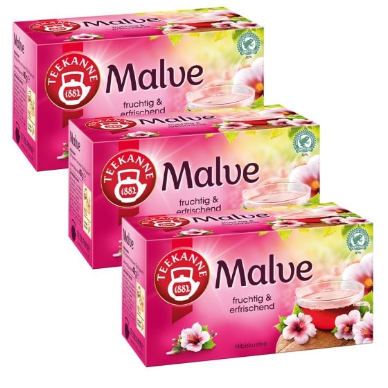 Teekanne Spritzige Malve Hibiskusblütentee Kräutertee 40g 3er Pack 