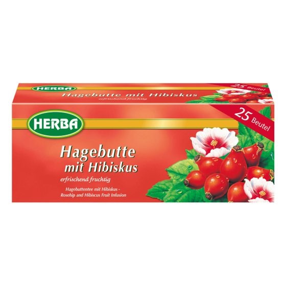 Herba Hagebuttentee mit Hibiskus erfrischend fruchtig 25 Beutel 50g 